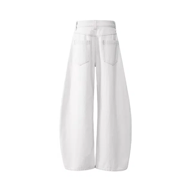 玫丝朵  美式复古高街风小众拼接设计低腰宽松阔腿弯刀牛仔裤 女款