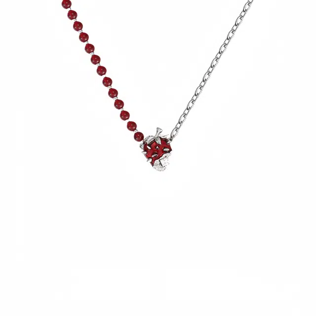 阿葱饰品 荆棘草莓 串珠拼接时尚甜酷度假风高级感锁骨链 精致浪漫轻奢百搭个性颈链配饰 合金 项链 女款