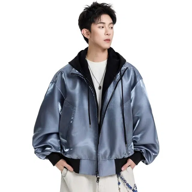 佐菲利 美式休闲外套小众设计感连帽假两件开衫上衣潮夹克 男女同款