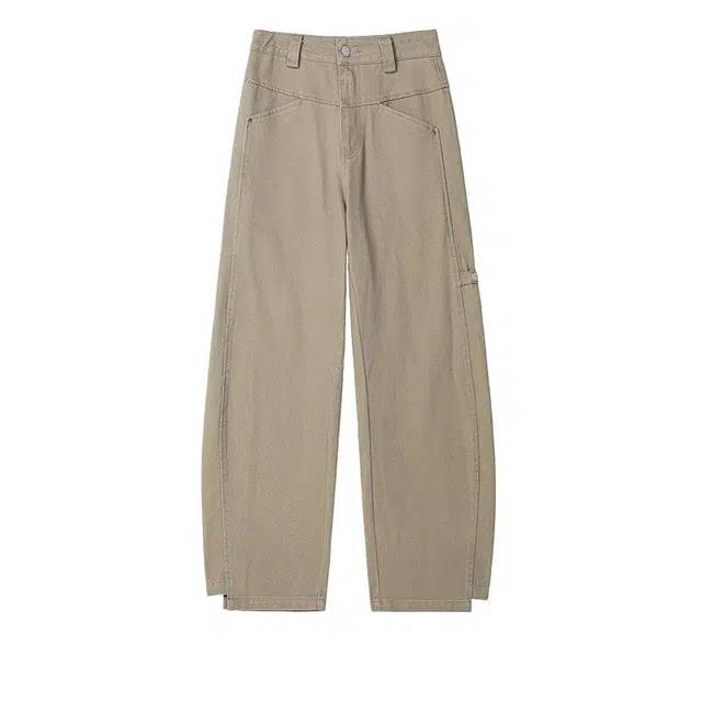 艾梵斯贝 美式复古潮流水洗弯刀裤简约设计款高级感无性别日常通勤百搭宽松时尚解构拼接高街风休闲裤 男女同款