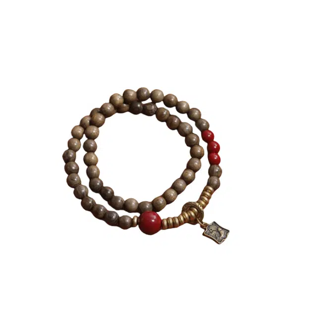 舞依翡 圆珠搭配年年有余念珠 阴沉木 手串 女款