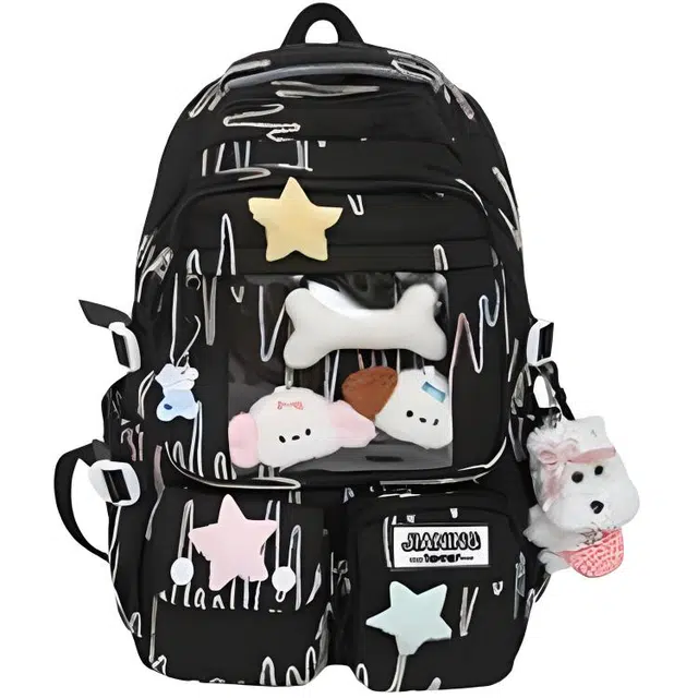 米囹 书包女小学生 高颜值大容量双肩包 初中生轻便多兜背包 常规 无配色