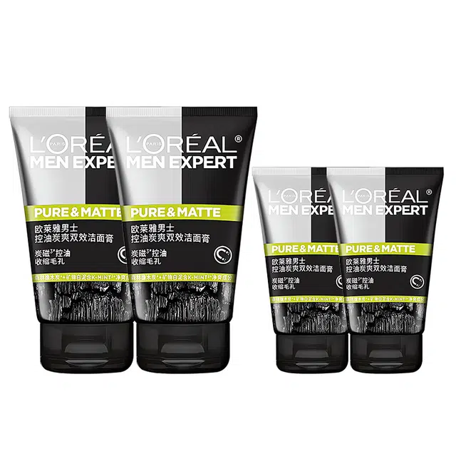 欧莱雅 男士护肤品磨砂洗面奶 祛痘去角质控油清洁