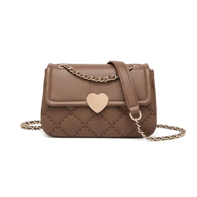 红蜻蜓 爱心设计通勤日常百搭气质小众设计 合成革 单肩包 常规 女款 黑色/咖啡色