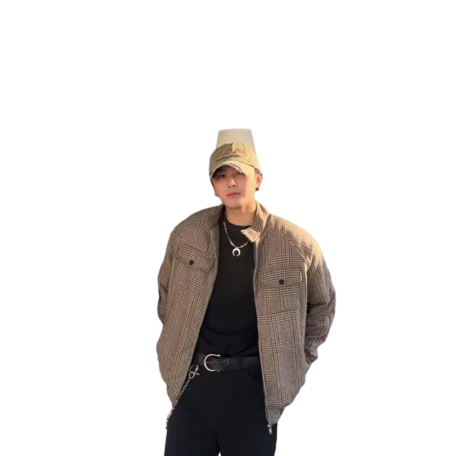 一碗士多 立领千鸟格气质美式复古潮流哈灵顿外套痞帅设计感高级感小香风百搭休闲宽松港风工装服夹克 男女同款