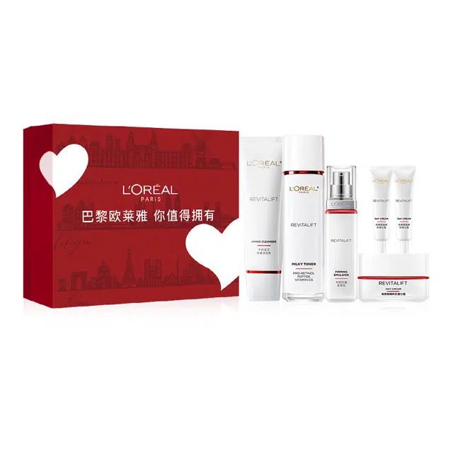欧莱雅 复颜抗皱紧致护肤品套装礼盒 淡纹提亮淡斑紧致保湿滋润淡化细纹