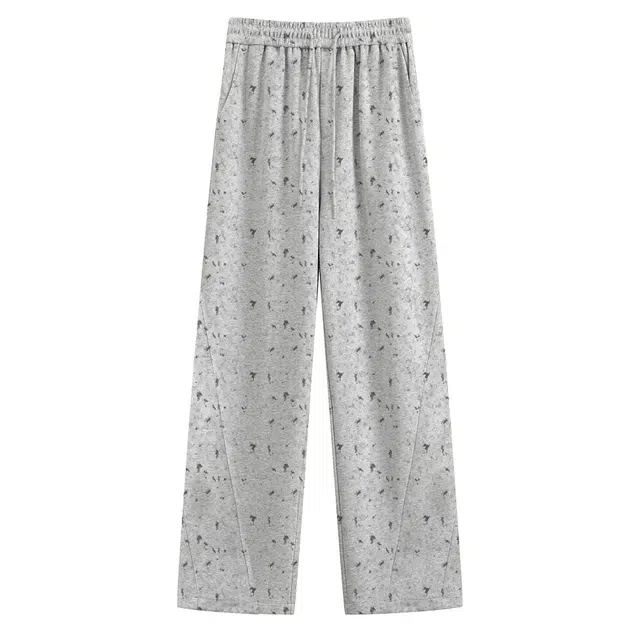 寻星记 美式复古碎花慵懒风格直筒裤休闲裤 男女同款