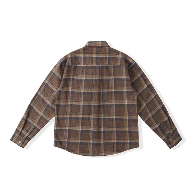 希越 潮牌美式格子口袋长袖上衣复古街头宽松百搭休闲衬衫 男款