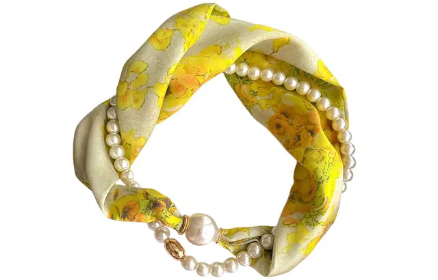 优幽兰 优雅气质轻奢风磁吸扣系脖领巾护颈围脖子搭配连衣裙衬衫职业装纱巾薄围巾 丝巾 女款