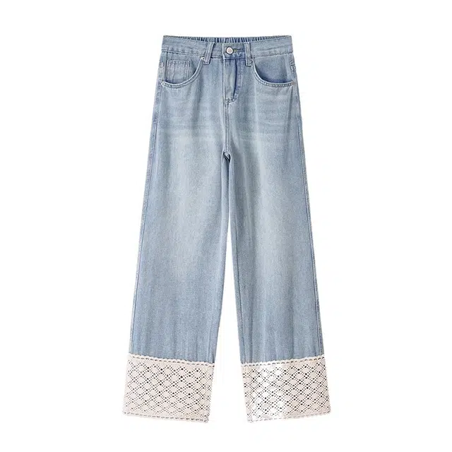 云妃秀 大码女装牛仔裤时尚休闲胖妹妹气质减龄百搭阔腿直筒秋季 女款