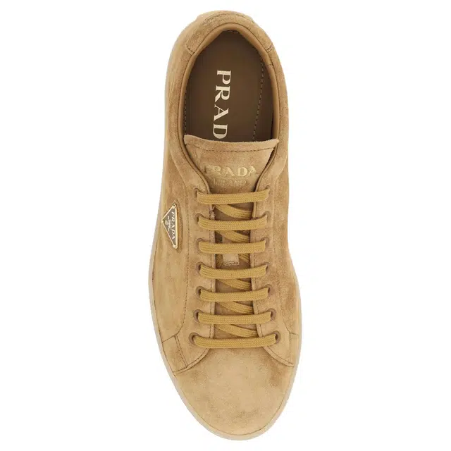 Prada Low-Top Suede Sneakers Brown