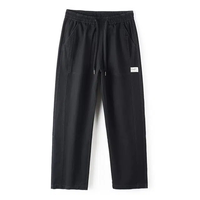 希越 美式复古工装裤男士松紧腰百搭宽松直筒阔腿休闲裤 男款