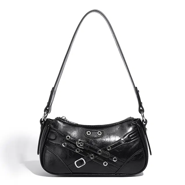 维尼奥 时尚辣妹甜酷风潮流百搭 合成革 腋下包单肩包 女款 黑色/银色/红色