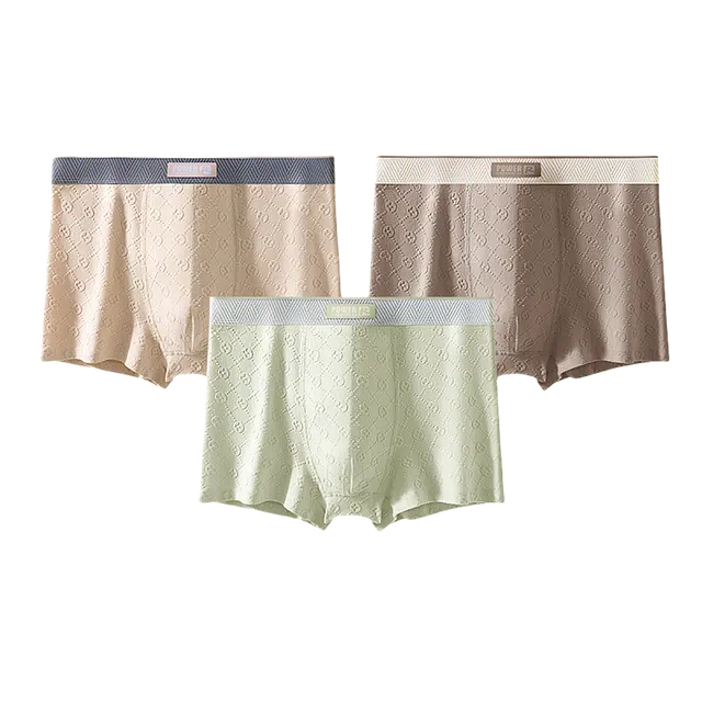 潞优野 轻盈高级感透气纯棉桑蚕丝抗菌四角裤衩平角内裤 男款