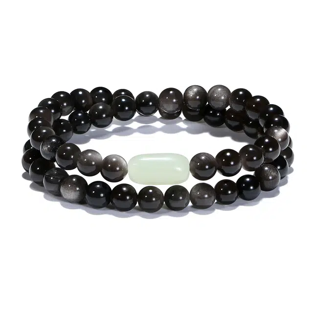 【普陀山官方已过香】 普陀山文创 福禄自来银曜石新中式时来运转吉祥如意财星高照转运#好运 黑曜石 手串 男女同款情侣款