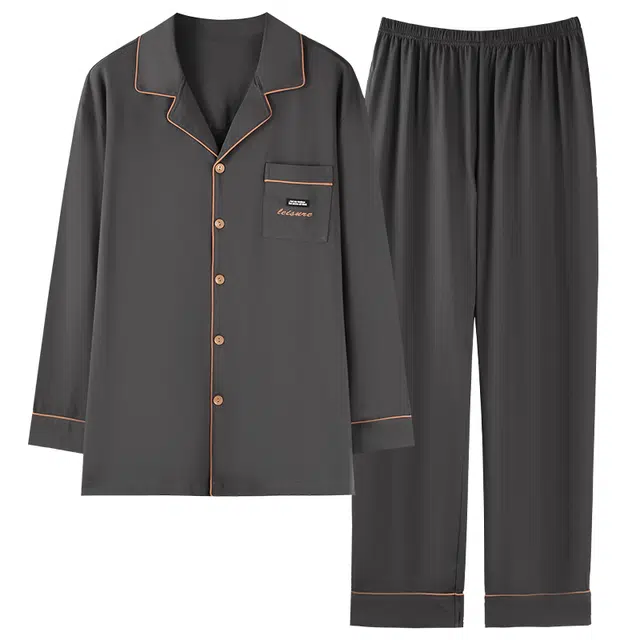 俏佳人 拉架棉开衫简约基础宽松慵懒风舒适透气亲肤可外穿家居服睡衣套装 男款