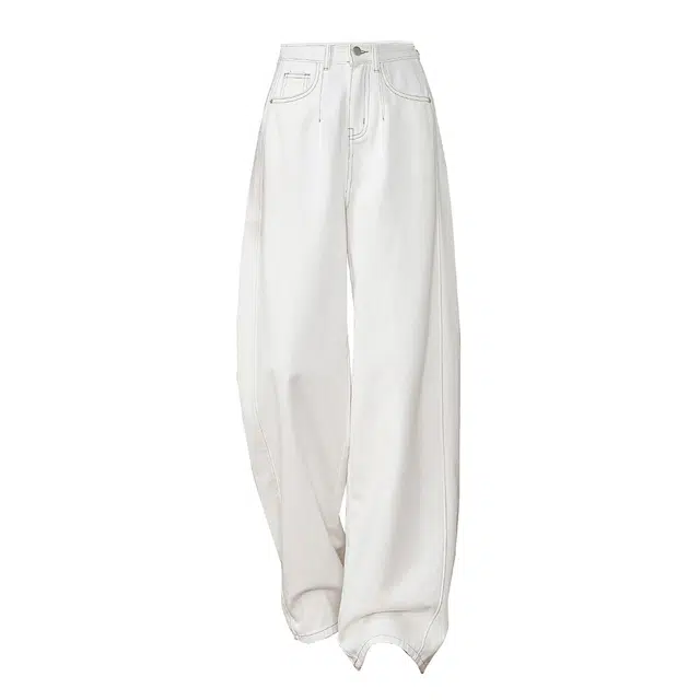 惟熙 拼接侧缝高腰拖地长裤牛仔裤 女款