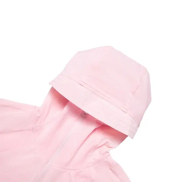 李宁儿童 童装 运动生活系列 纯色连帽运动防晒服 男童女童 新浅粉