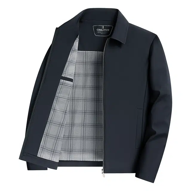 卡丹狄诺 春秋季轻商务休闲纯色翻领撞色内里行政夹克外套 男款