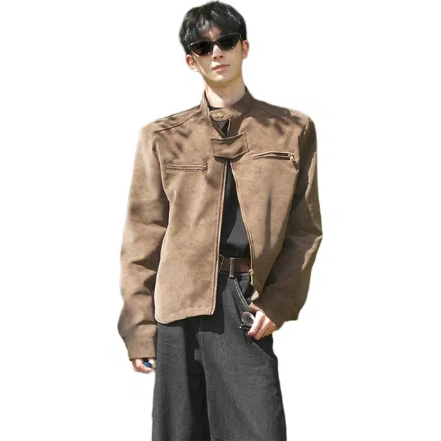 徐百货 美式复古外衣百搭巴恩风高级感美拉德设计穿搭垫肩短款飞行员夹克 男女同款