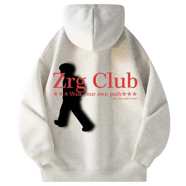 梓润格 美式高街复古宽松休闲时尚潮流打底百搭落肩垂感长袖连帽卫衣 男女同款