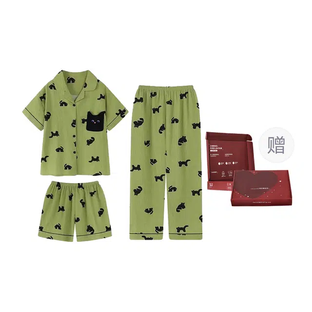 顶瓜瓜 简约卡通小猫家居服睡衣礼盒 女款