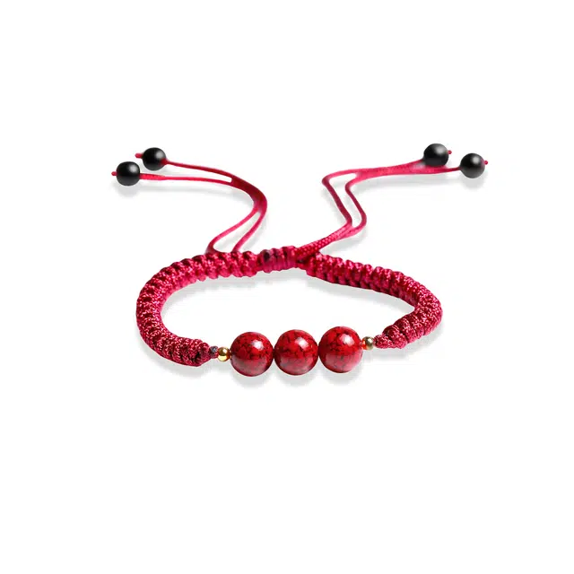 梨云暮雪 一物一证 三阳开泰晶体砂酒芬红高含量 诸事顺利八方来财转运珠 好运 朱砂 手绳 男女同款情侣款