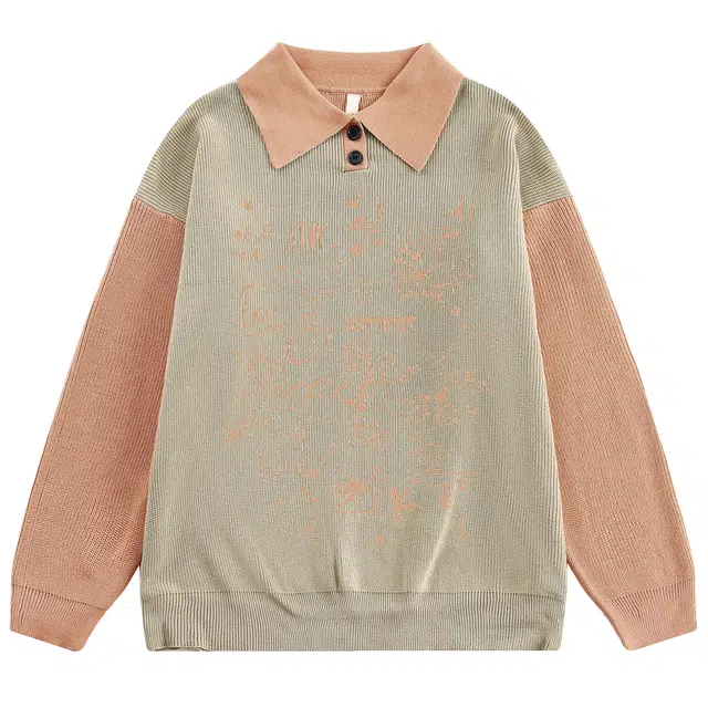 寻星记 复古时尚翻领保暖针织衫 男女同款