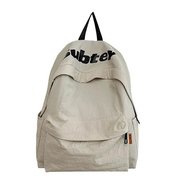 帕克熊 韩版纯色字母初高中生日常上课书包 简约百搭学院风 尼龙 双肩包 男女同款情侣款 多色