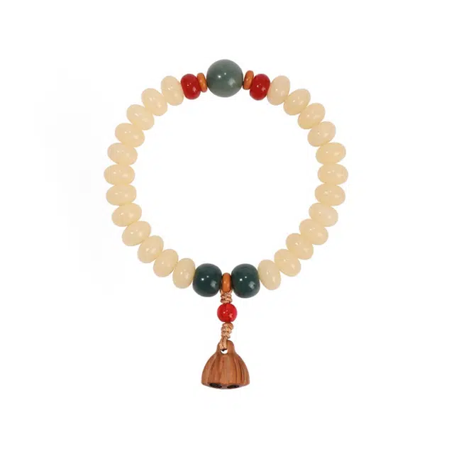 老冯记银楼 玉化奶油黄 佛珠算盘珠#好运 菩提根 手串 男女同款情侣款