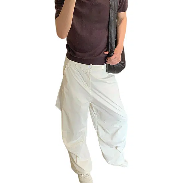 拓菲 美式复古速干夏季薄款高腰垂感阔腿裤宽松拖地长裤子工装裤 男女同款