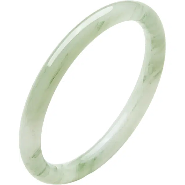 中国黄金 央创时尚 美人圆条玉镯 新中式 小众设计 古风汉服旗袍贵妃镯 平安 古色古香 天山翠 手镯 女款