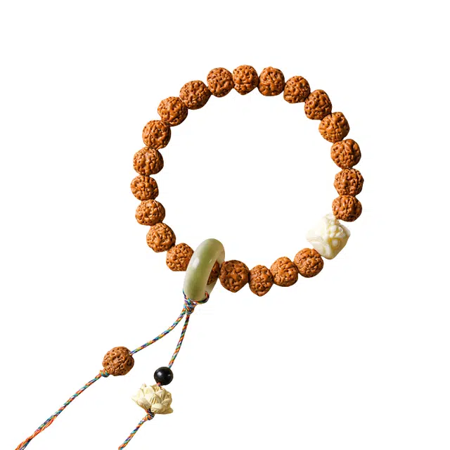 子婳 新中式国风招财吉祥如意诸事顺利精雕细琢爆肉小盘玩文玩佛珠时尚百搭典雅大方#好运 金刚菩提 手串 男款