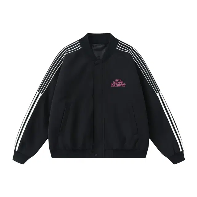 吾皇猫  学院风美式复古简约三条杠条纹设计基础款字母印花夹克宽松潮流潮牌休闲外套时尚百搭棒球服 男女同款