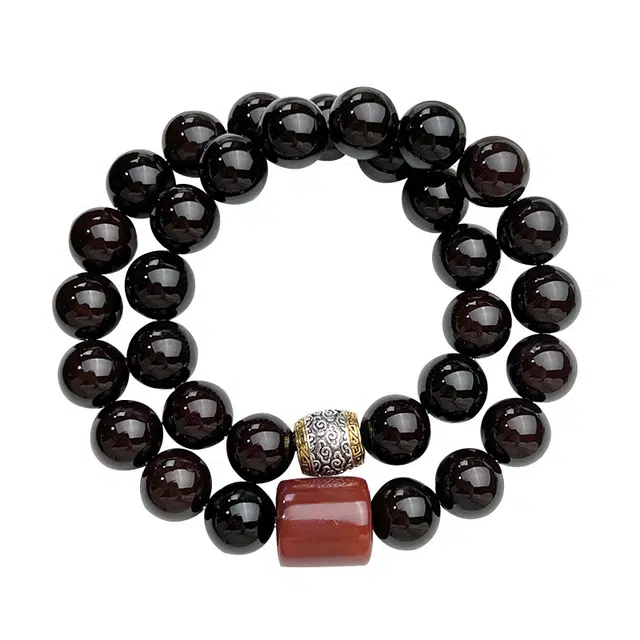 聆听花开 新中式个性轻奢国风复古民族风手持双圈盘玩佛珠国潮小众设计文玩配饰礼盒装祥云磐石#好运 菩提根 手串 男女同款情侣款