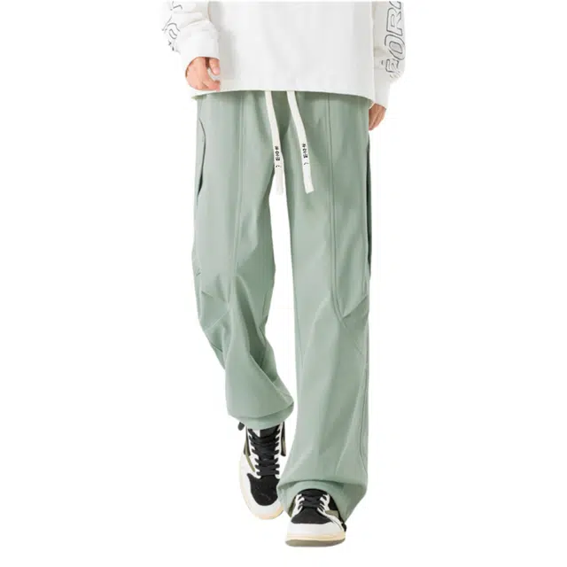 半空山 美式纯色简约基础款解构拼接设计运动多巴胺潮流宽松百搭直筒休闲裤 男女同款