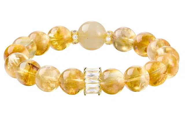 石头记 招财纳福 新中式国风 做个富婆 显白高级感通勤百搭 黄发晶 手串 女款