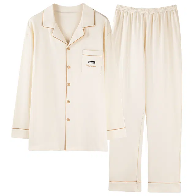 俏佳人 拉架棉开衫简约基础柔软宽松慵懒风舒适透气亲肤可外穿家居服睡衣套装 男款
