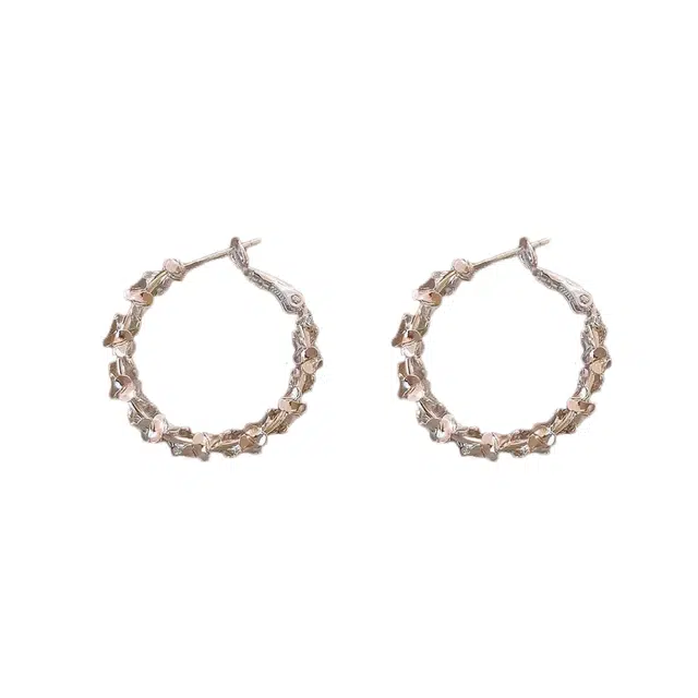 澜耀 银鳞环影 法式银鳞圆环耳圈 小众气质几何耳饰 合金 耳环 女款