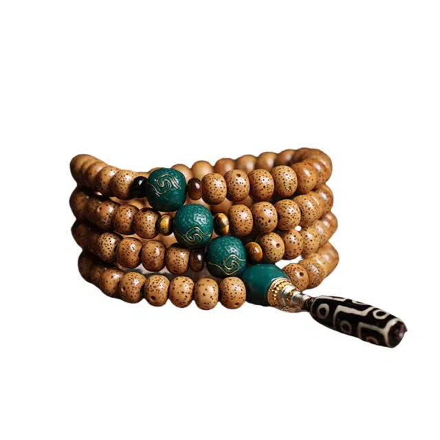 宣华意 国潮高端新中式时尚复古 藏饰 文玩叠戴 平安纳福#好运 星月菩提 手串 男女同款情侣款