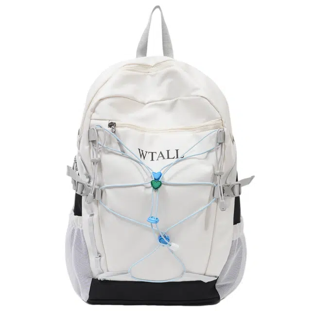 蔻蒂熊 大容量高颜值设计情侣款学生书包时尚轻便百搭 涤纶 双肩包 常规 青少年 白色/绿色/粉色