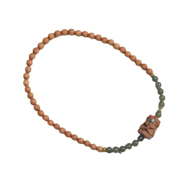 舞依翡 国风简约文玩佛珠双圈扎基拉姆新中式文玩珠串#好运 芭比檀香 木作手串 男女同款情侣款