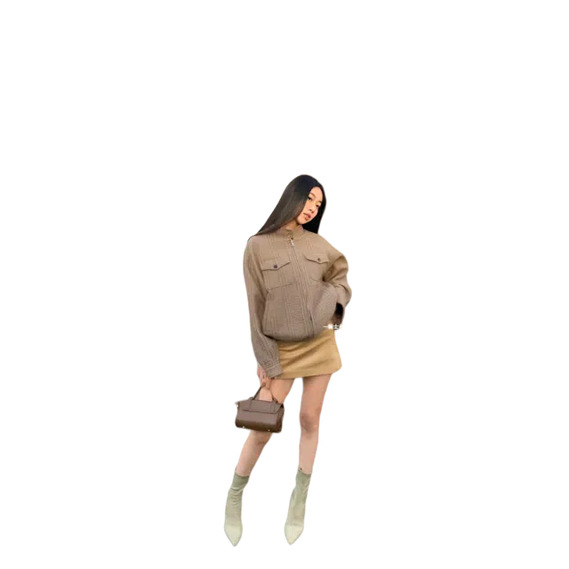 一碗士多 立领千鸟格气质美式复古潮流哈灵顿外套痞帅设计感高级感小香风百搭休闲宽松港风工装服夹克 男女同款