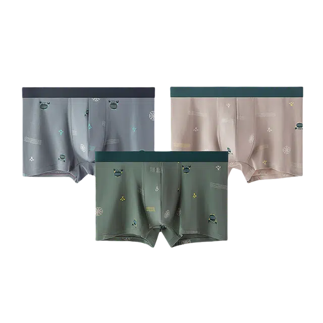 潞优野 高级感纯棉抗菌新疆棉四角裤衩亲肤青少年潮流短裤头平角内裤 男款