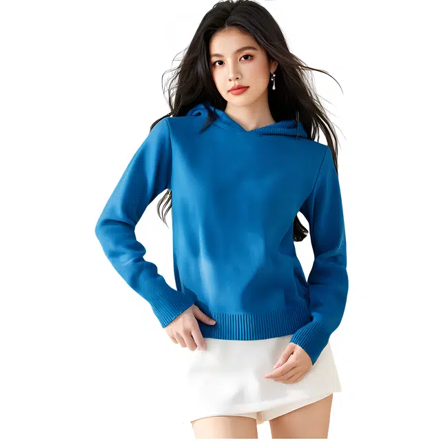 荟萃阁 时尚百搭克莱因连帽深秋慵懒高级感针织衫 女款