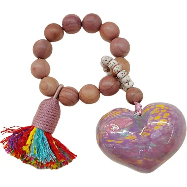 得笙陌 大漆爱心血柏挂饰珠创意手持串手捻 柏木 挂件 男女同款情侣款