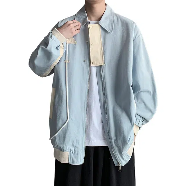 佐菲利 美式学院风翻领宽松舒适百搭拉链外套夹克 男女同款