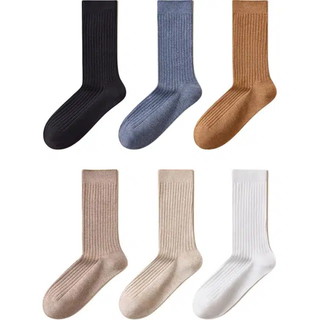 潞优野 抗起球防臭舒适纯棉吸汗商务西装款春秋款中筒袜 男款