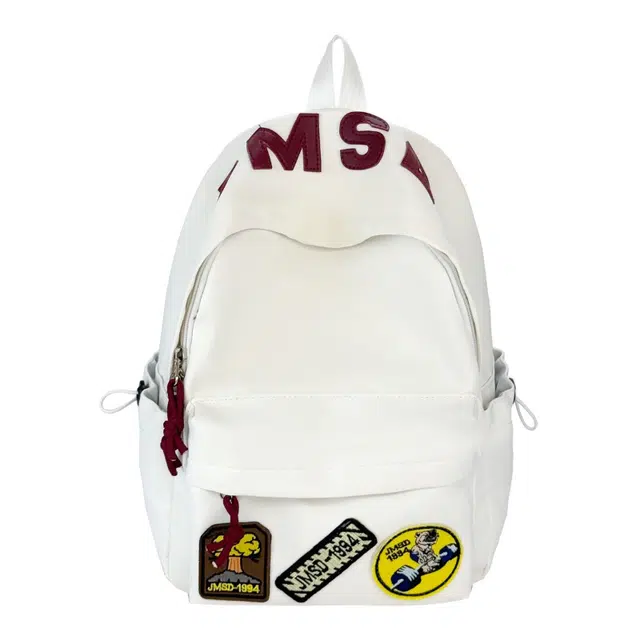 蔻蒂熊 初中生字母大容量校园休闲书包男女生户外简约运动高颜值 涤纶 双肩包 常规 青少年 米白色/黑色/酒红色/卡其色/浅绿色