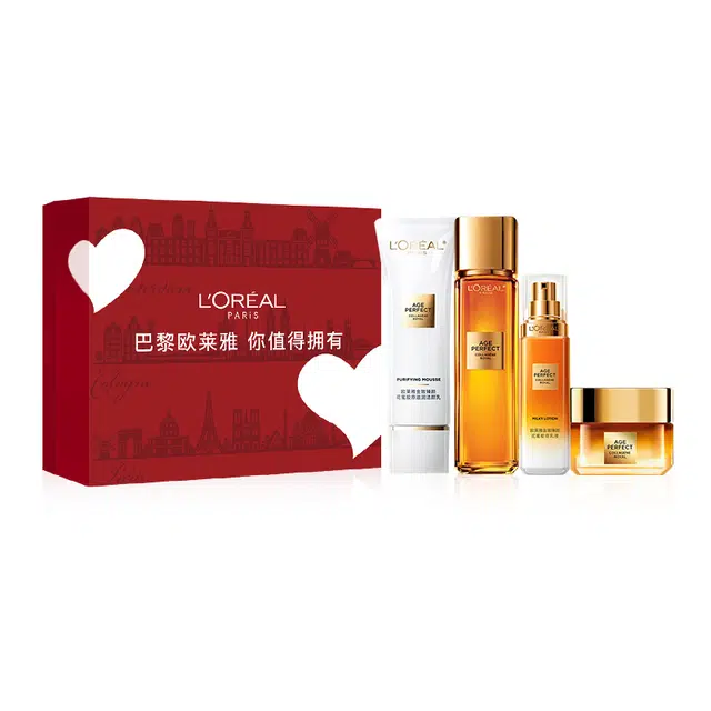 欧莱雅 金致臻颜花蜜胶原水乳套装礼盒美妆 淡纹紧致保湿补水淡化细纹